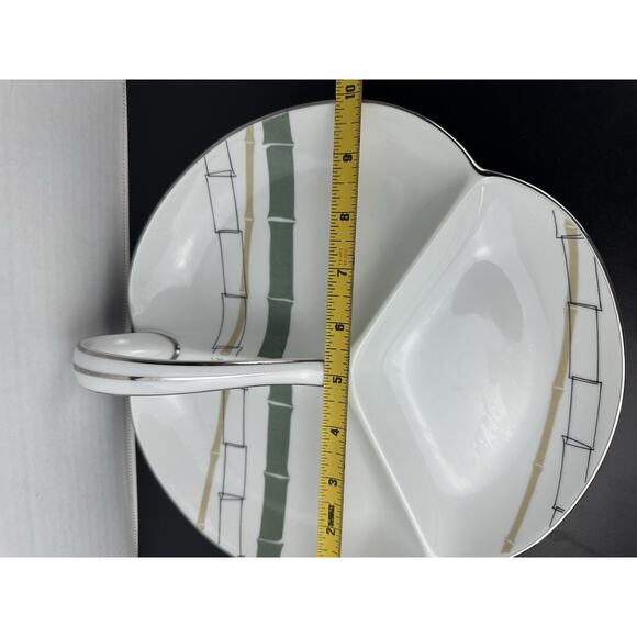 Vintage Noritake China Green divided serving dish, 3 Section Tray MCM - Picture 6 of 9